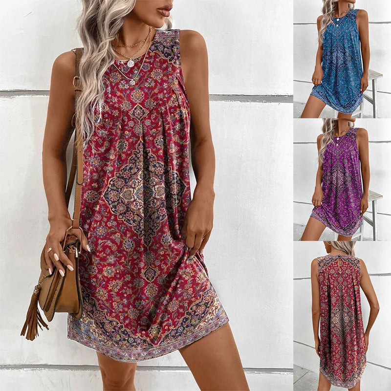 Samanta® | Women'S Sleeveless Summer Dress With Floral Patterns And A Slight A-Line Silhouette