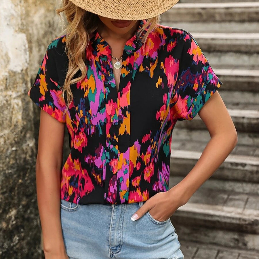 Judith® | Women'S Floral Pattern Short-Sleeved Blouse