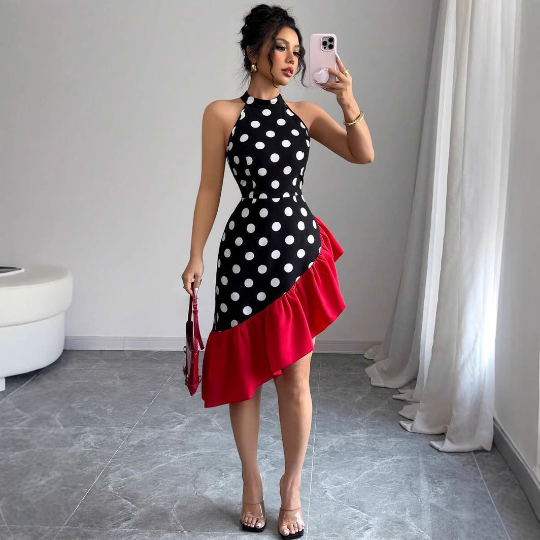 Inés® | Women'S Asymmetric Wrap Dress With Dots And Ruffle Details