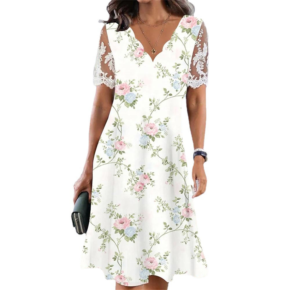 Olga® | Women'S Floral Lace Sleeve A-Line Dress