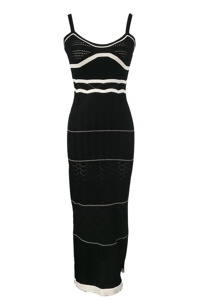 Yadira® | Knitted Maxi Dress With Slit And Cutouts