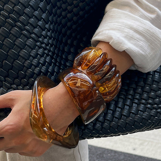 Wide Marble Texture Translucent Bracelet