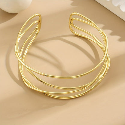 Geometric Hollow Minimalist Open Bracelet