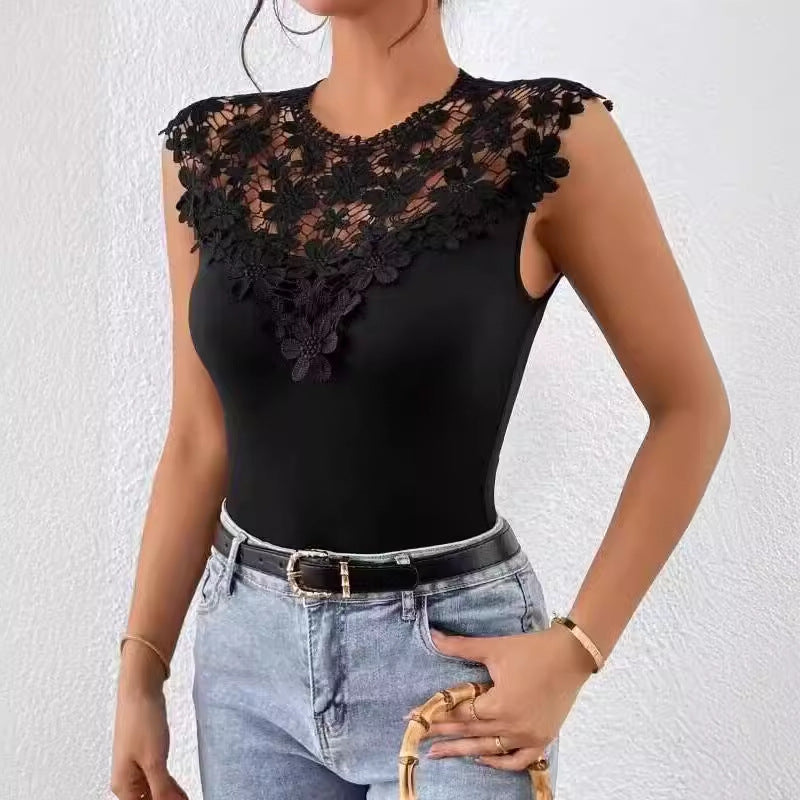 Oriana® | Women'S Bodysuit With Floral Lace Trim