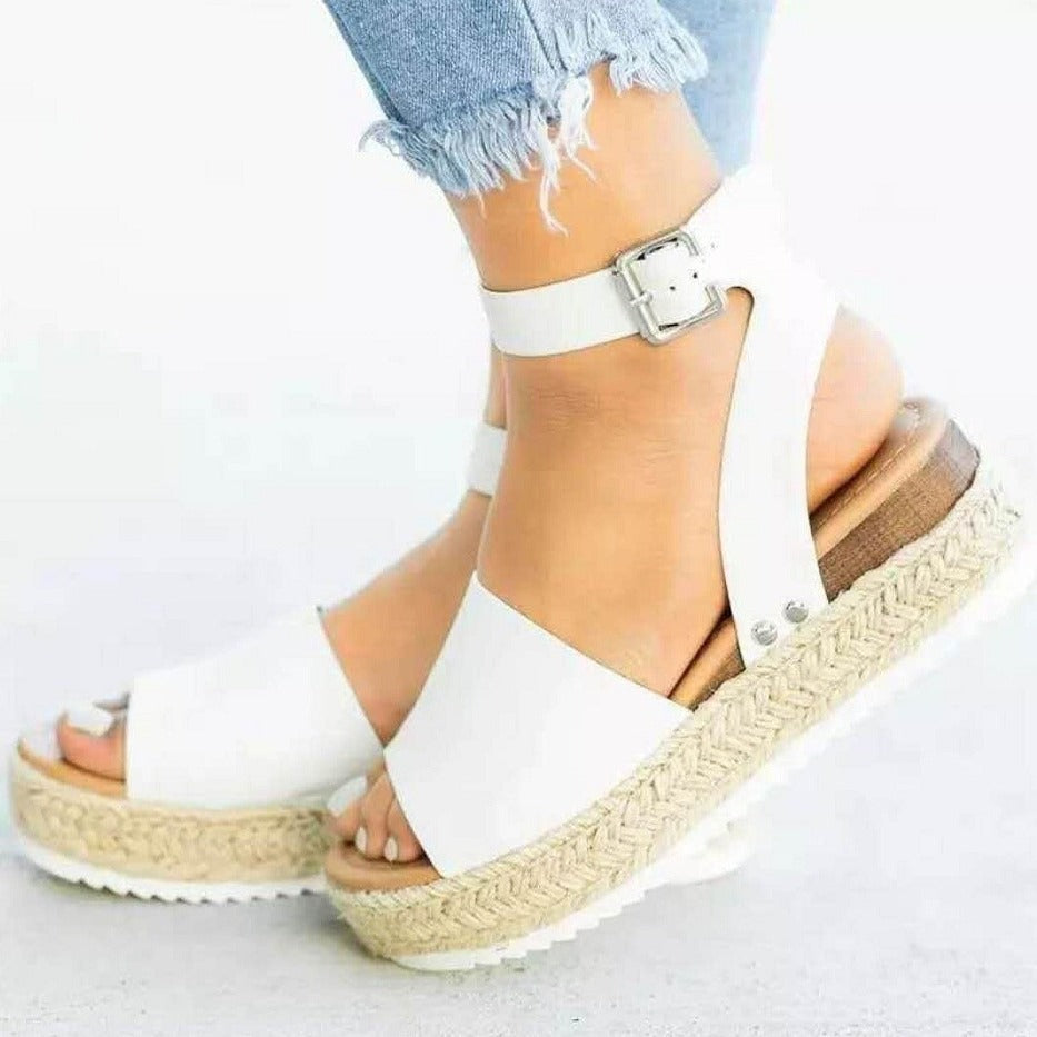 Lauren | Women’s Spring Buckle Ankle Strap Flatform Sandals