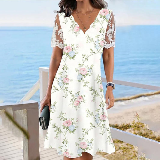 Olga® | Women'S Floral Lace Sleeve A-Line Dress