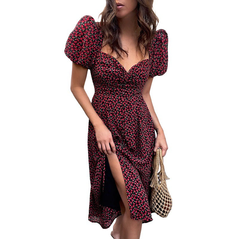Katia® | Women'S Floral Shirt Puff Sleeve Midi Dress