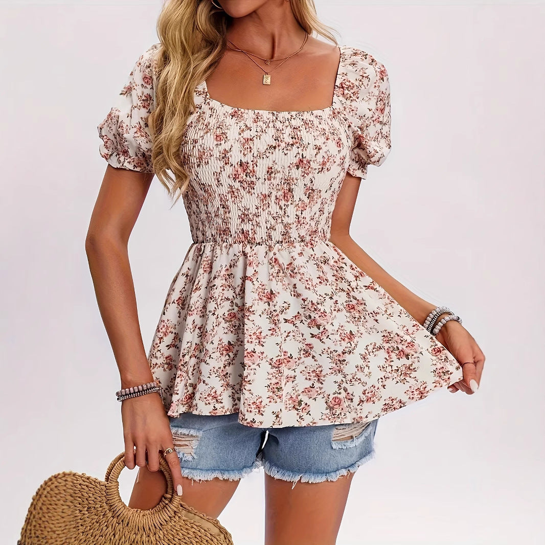 Mayra® | Women'S Blouse Shirt With Gathered Top And Puff Sleeves