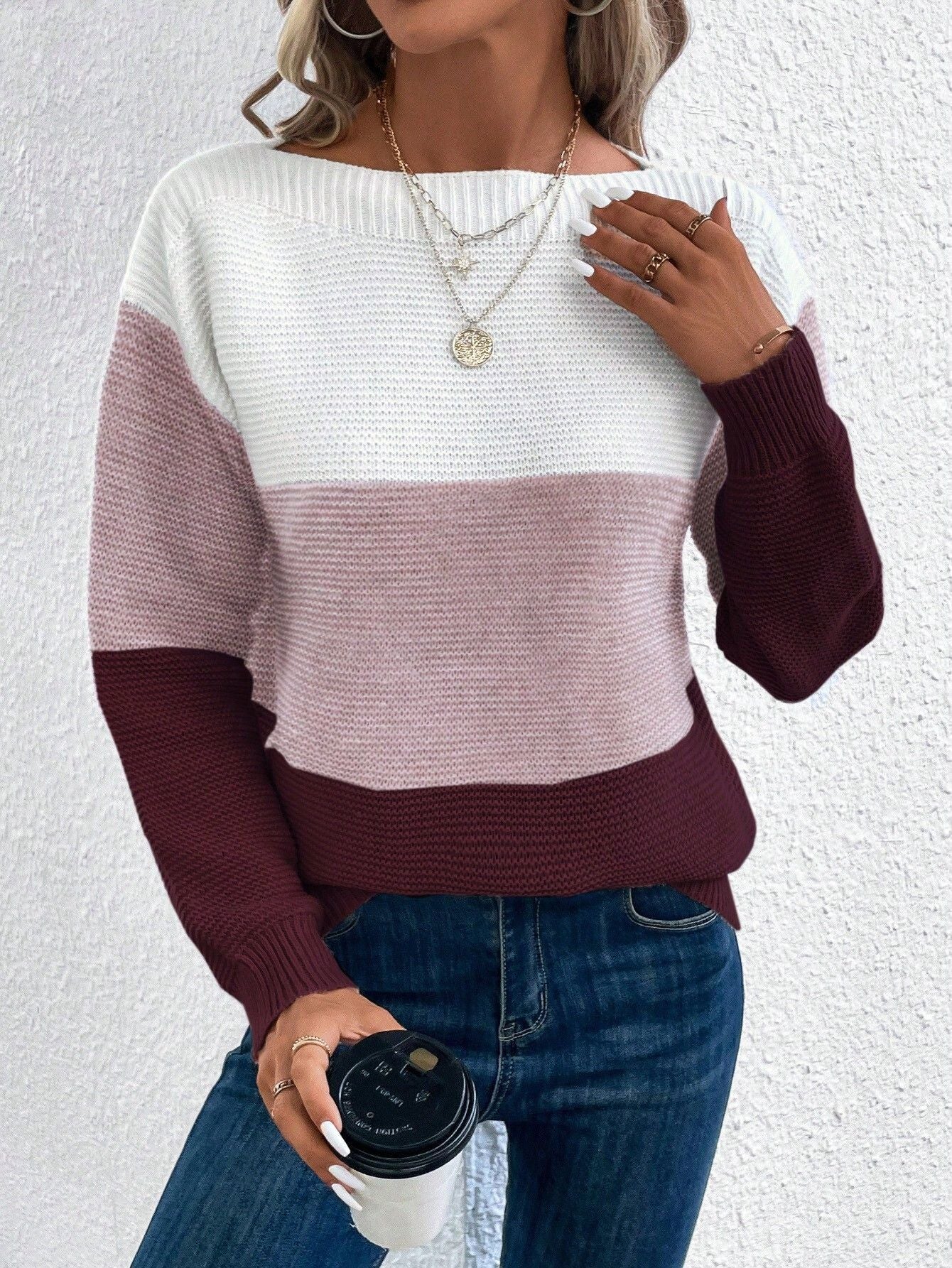 Jenni | Monochrome block stripes knit sweater