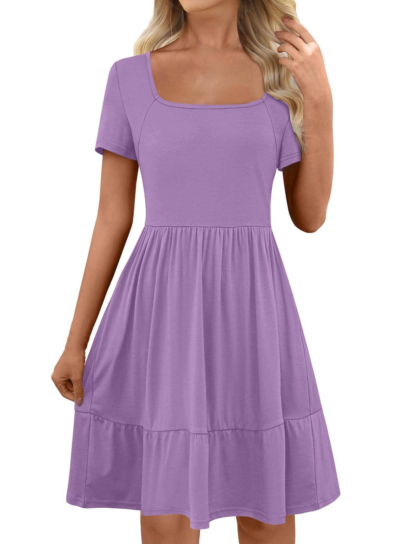 Luisa® | Women'S A-Line Casual Dress With Square Neckline And Flounce