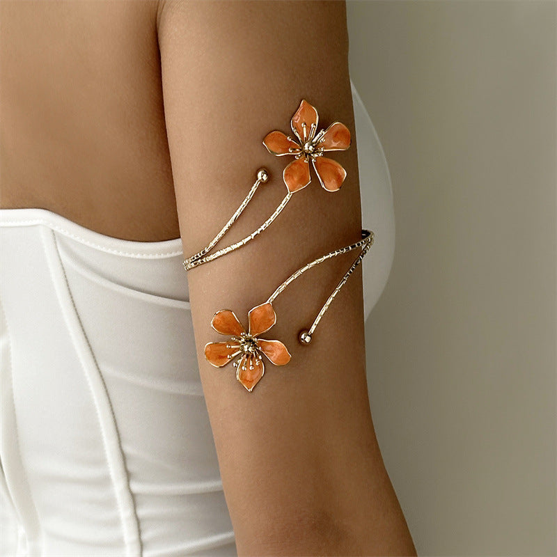 Oil Dripping Flower Open Bracelet