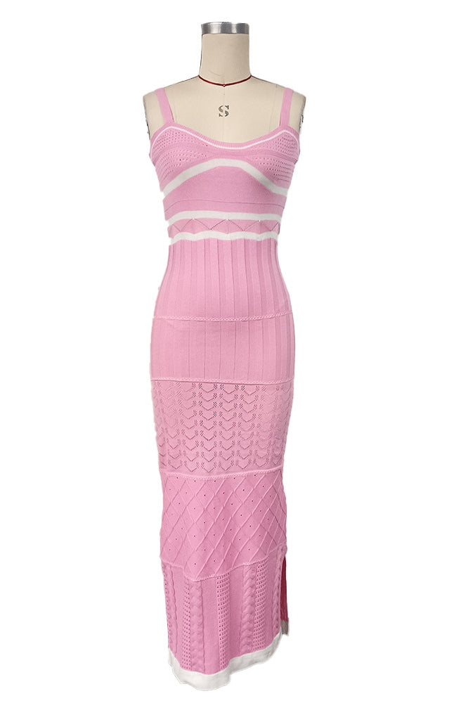 Yadira® | Knitted Maxi Dress With Slit And Cutouts