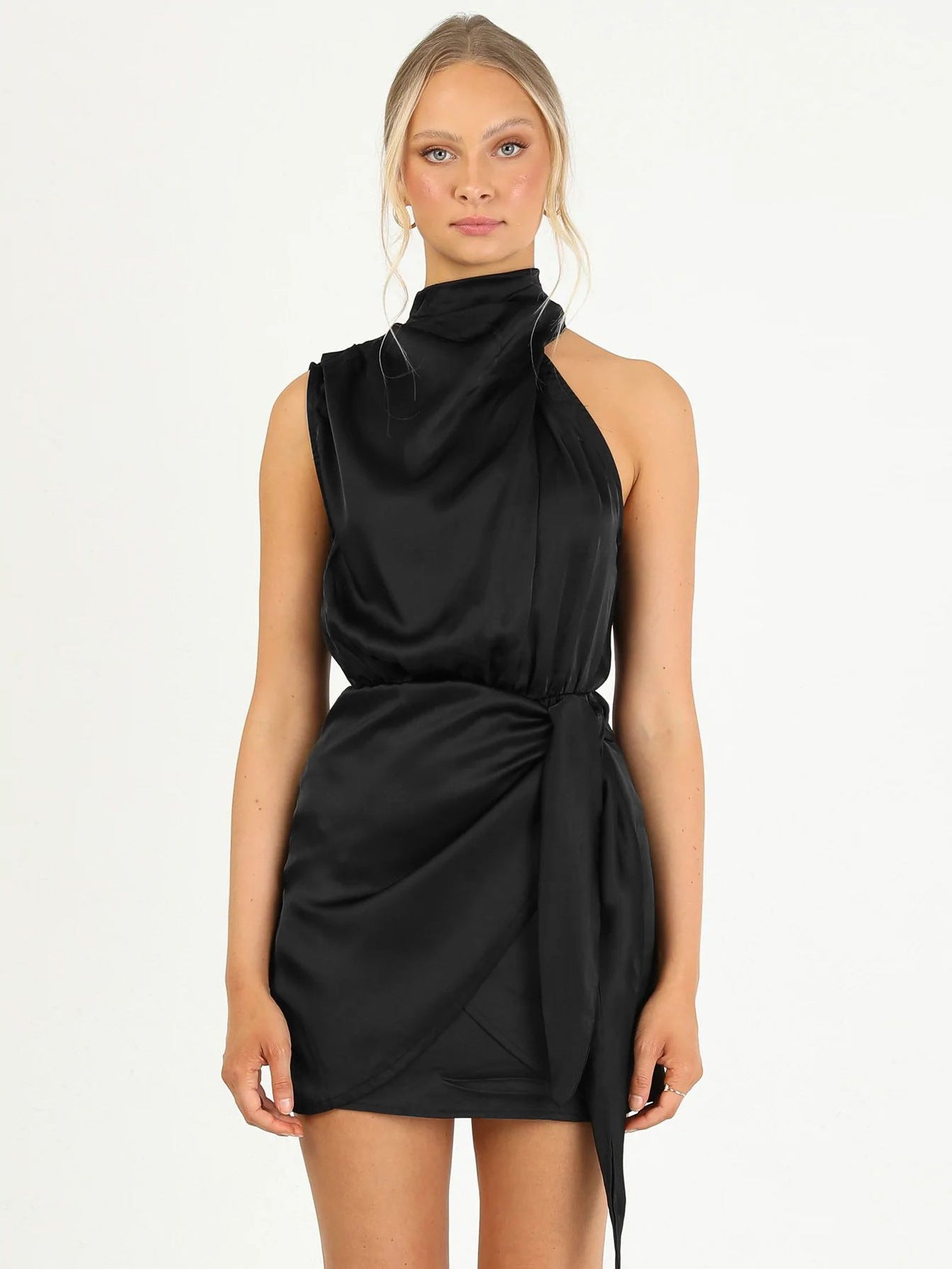 Makayla® | Elegant Satin Halter Neck Dress