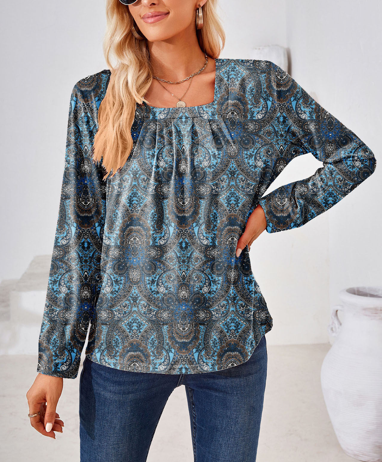 Evelyn® | Women'S Blouse With Floral Jacquard Pattern And Wide Cut