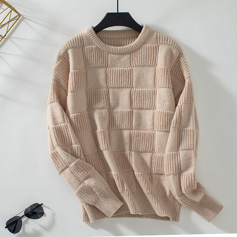 Frida | Chunky knit sweater with a checkerboard pattern