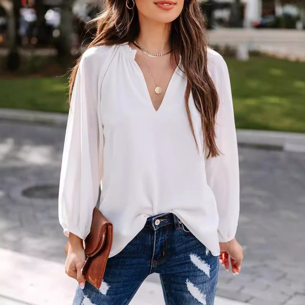 Azucena® | Women'S Blouse With Balloon Sleeves And V-Neck