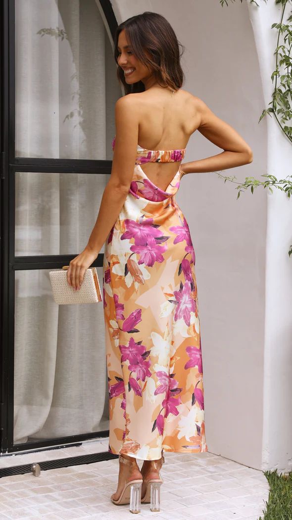 Nina® | Solid Satin Long Dress With Fold-Over Neckline