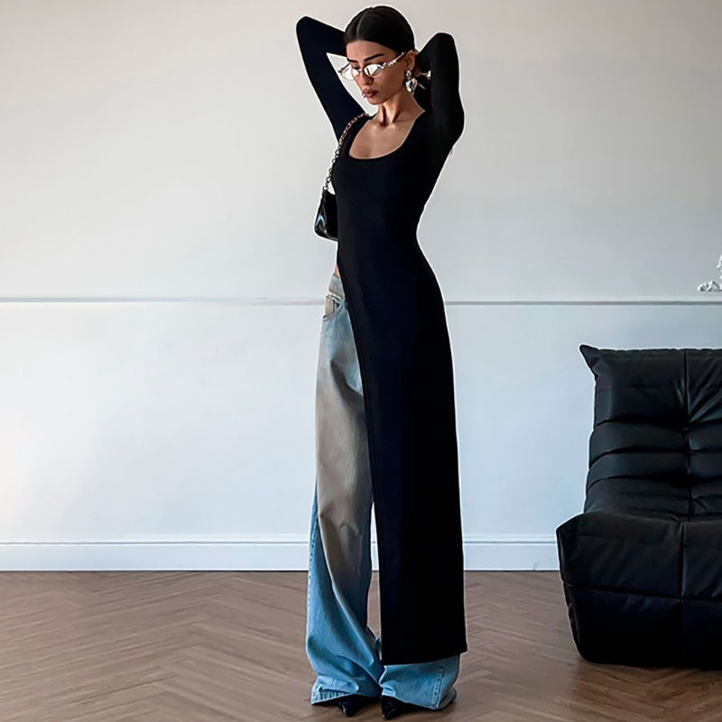 Yasmina® | Women'S Asymmetric Maxi Dress With Long Sleeves