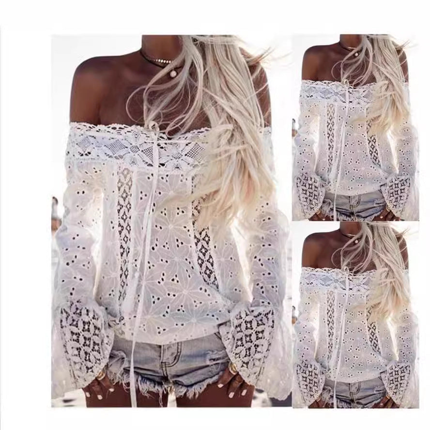 Irina® | Women'S Blouse With Off-Shoulder Design And Delicate Crochet Pattern