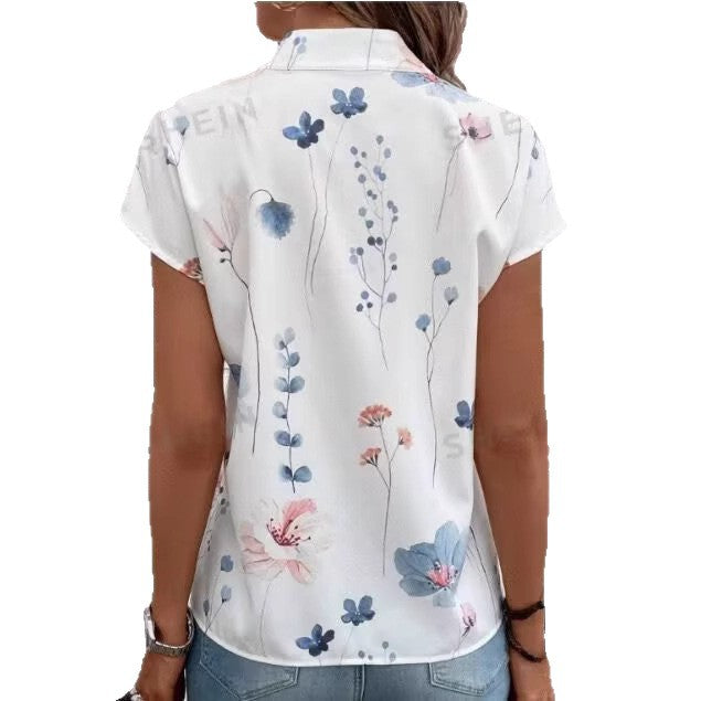Flavia® | Women'S Blouse With Floral Accents And Button Details