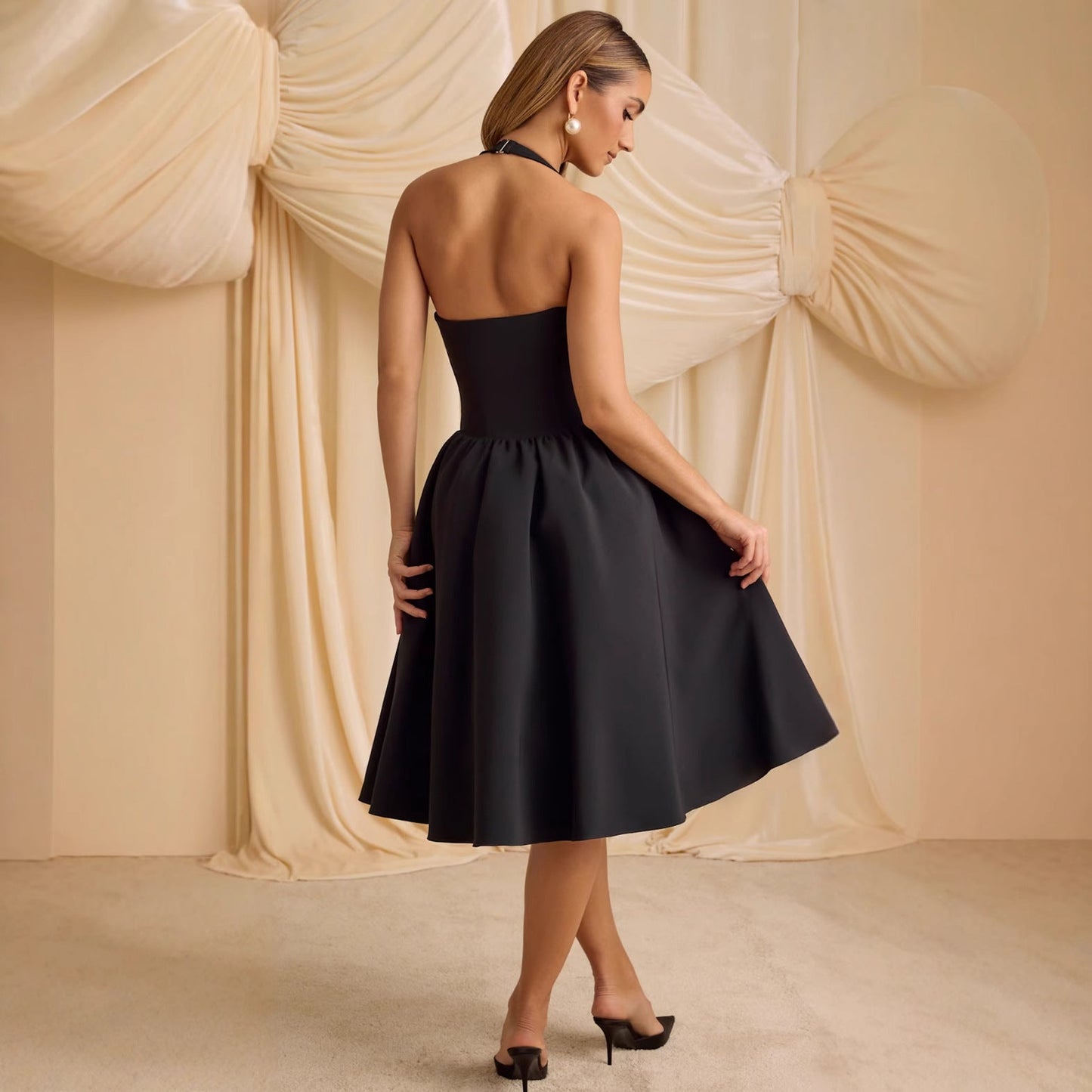 Norma® | Women'S Evening Dress With Deep V-Neck And Elegant Bows