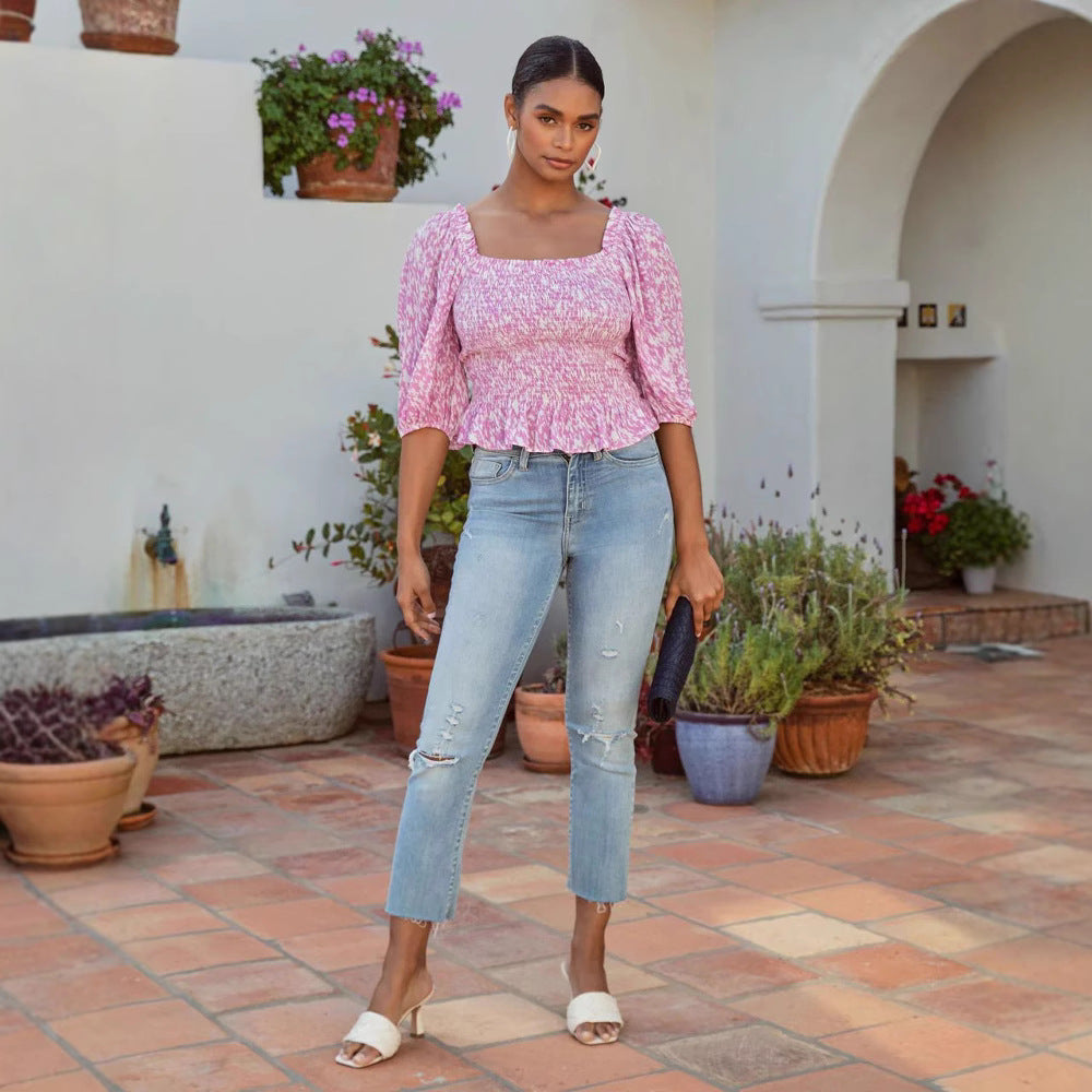 Ivette® | Women'S Blouse With Puff Sleeves And Feminine Ruffle Edge