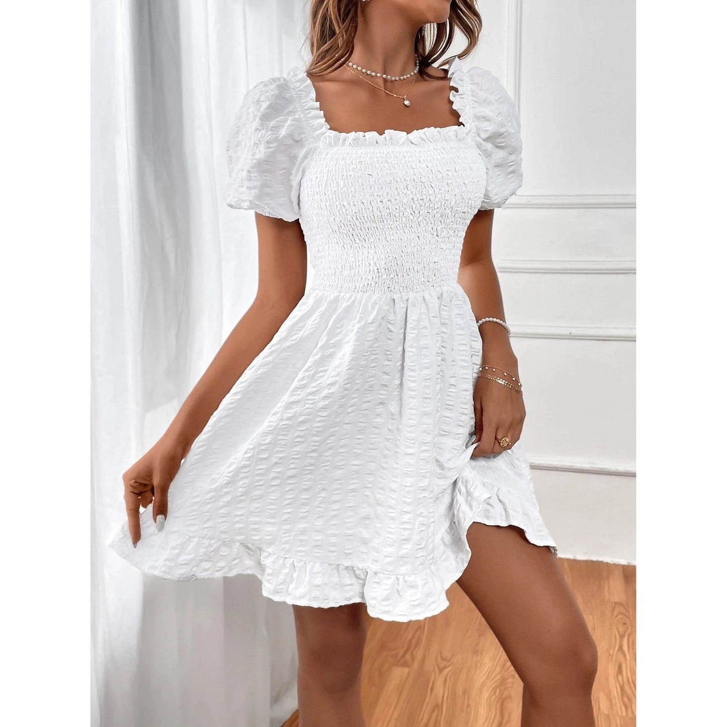 Graciela® | Women'S Beach Dress With Casual Smocked Top And Charming Ruffle Hem