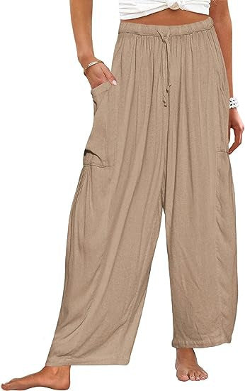 Silvia® | Women'S Comfortable Wide Trousers With Practical Side Pockets And Elastic Waistband