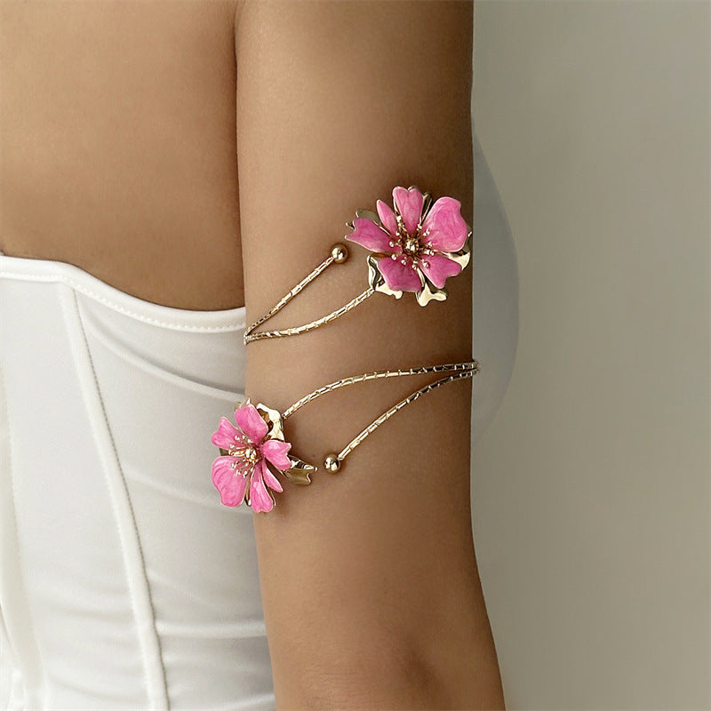 Oil Dripping Flower Open Bracelet