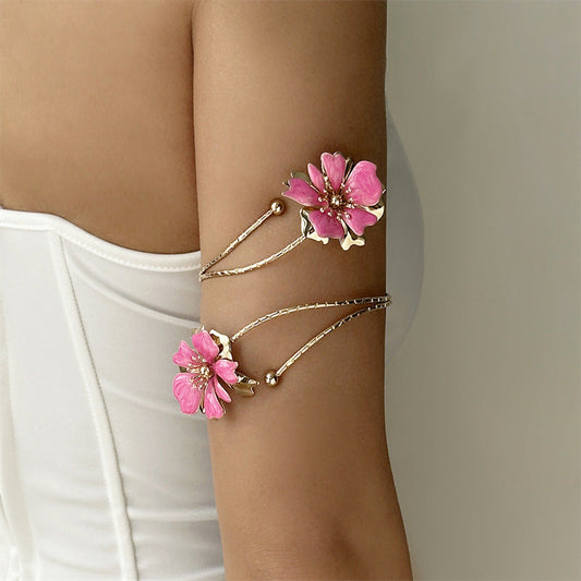 Oil Dripping Flower Open Bracelet