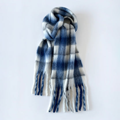 Plaid Mohair Blend Scarf