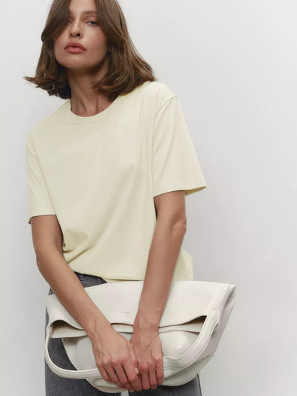 Minimalist Casual Solid Crew Neck T-shirt