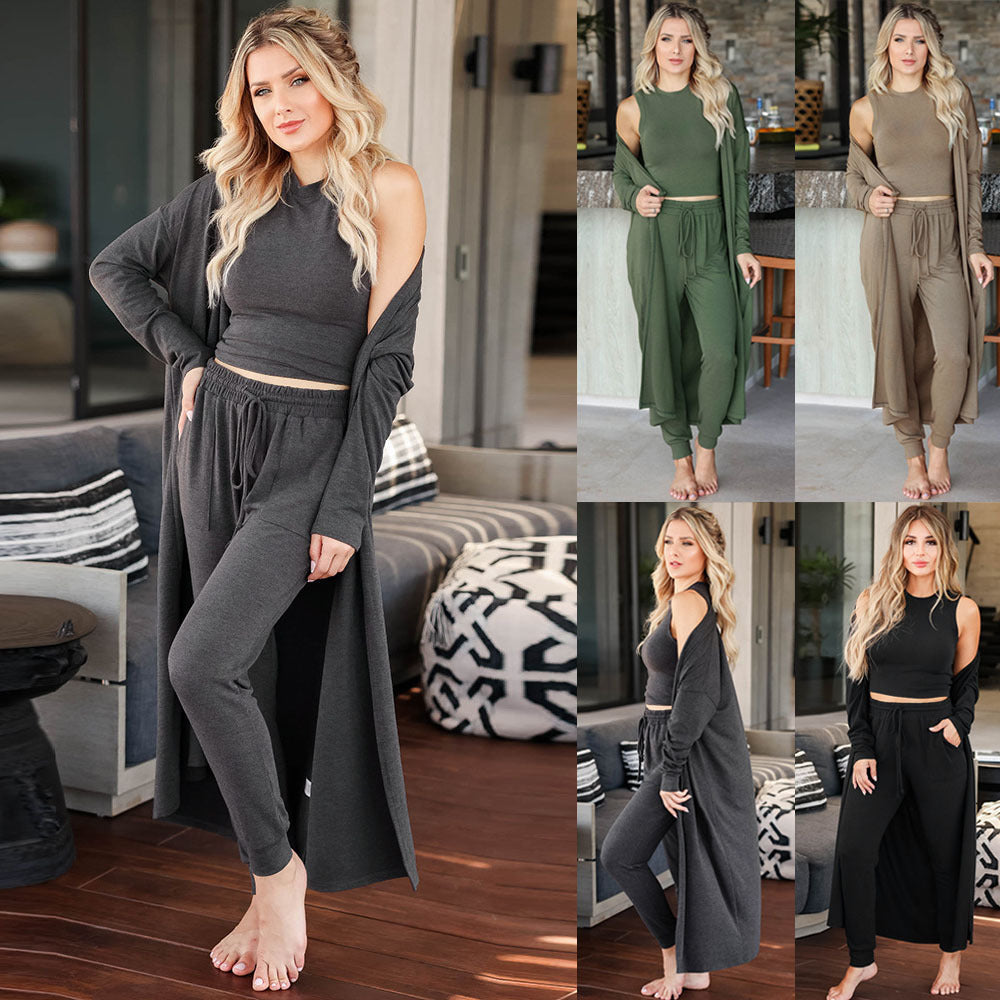 Wilma® | Women'S Comfortable Lounge Set With Long-Sleeved Jacket And Crop Top