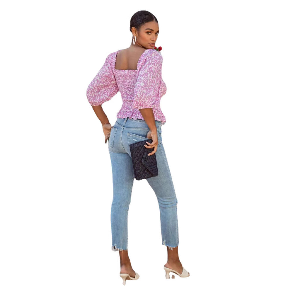 Ivette® | Women'S Blouse With Puff Sleeves And Feminine Ruffle Edge