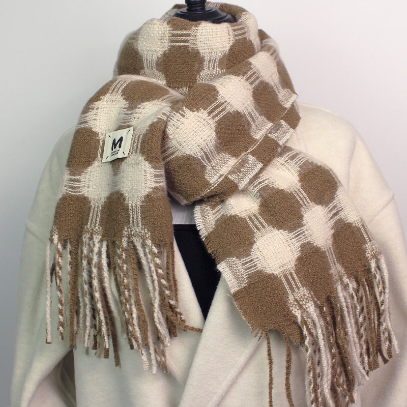 Reversible Polka Dot Fringe Scarf