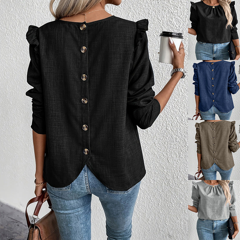 Maritza® | Women'S Blouse Shirt With Decorative Ruffle Details And Button Placket