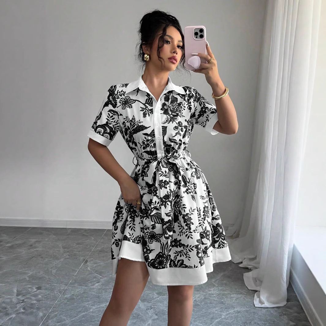 Guadalupe® | Women'S Floral Print Shirt Dress With Belt