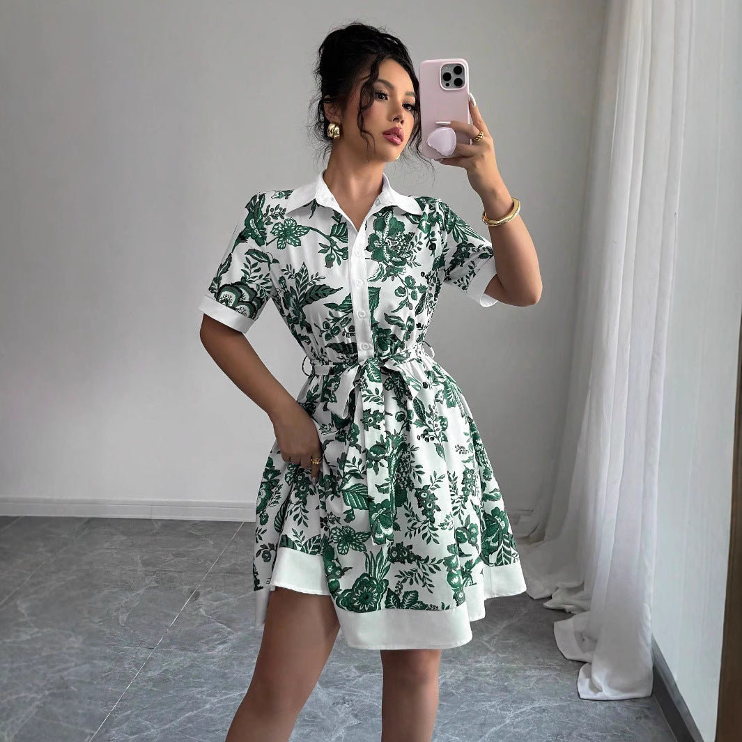 Guadalupe® | Women'S Floral Print Shirt Dress With Belt