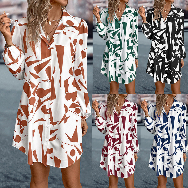 Pilar® | Women'S Abstract Printed Shirt Dress