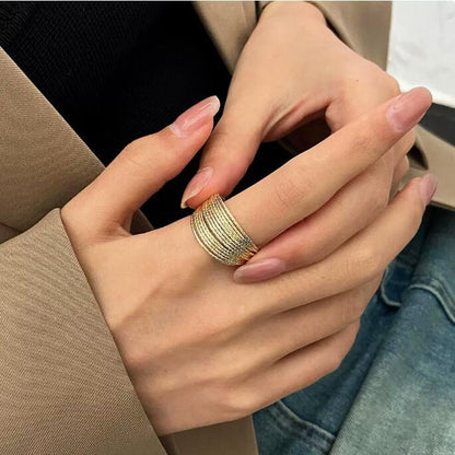 Brushed Multi Layer Open Wide Bracelet