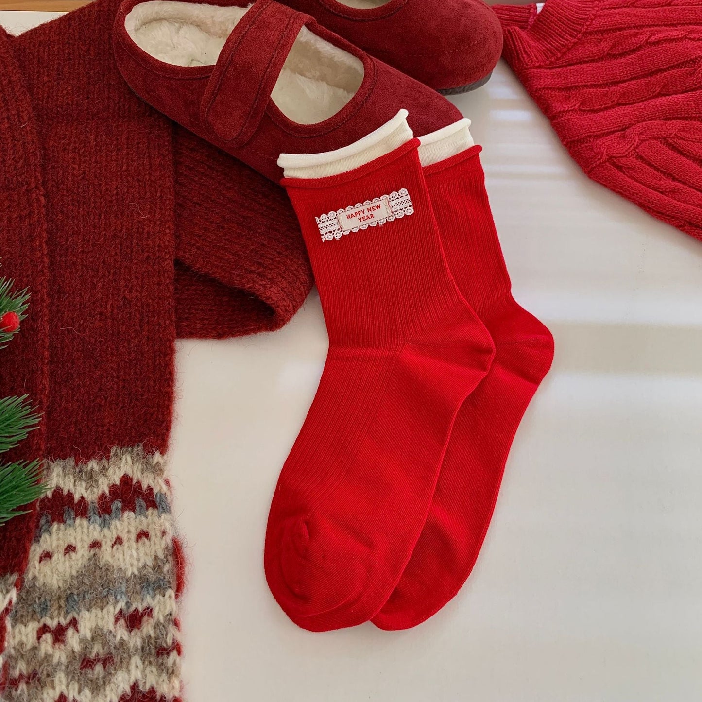 Bow Slouchy Mid-Calf Cute Socks