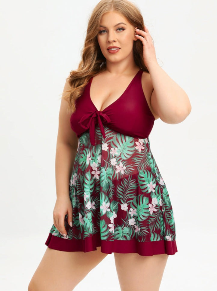 Kitija® | Retro Style Swimwear With High Waist Printed Plus Size Dress