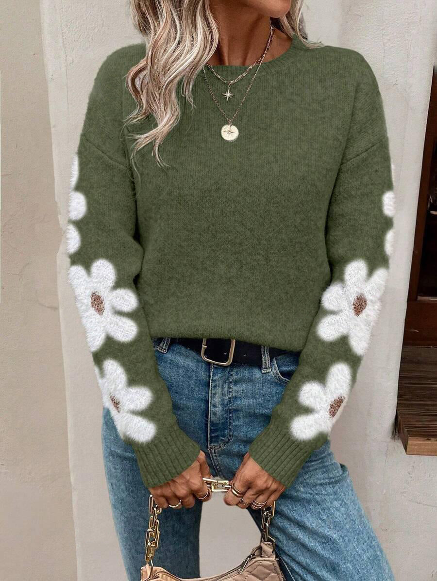 Violeta | Knitted sweater with a floral pattern