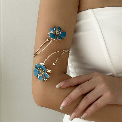 Oil Dripping Flower Open Bracelet