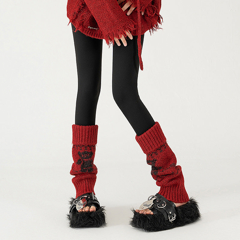 Wool Chunky Slouchy Sexy Red Leg Warmers