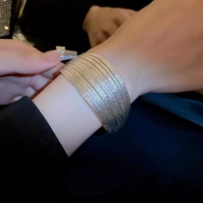 Brushed Multi Layer Open Wide Bracelet