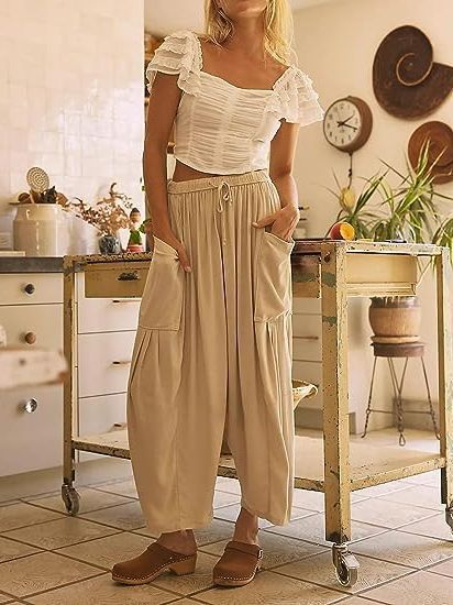 Silvia® | Women'S Comfortable Wide Trousers With Practical Side Pockets And Elastic Waistband