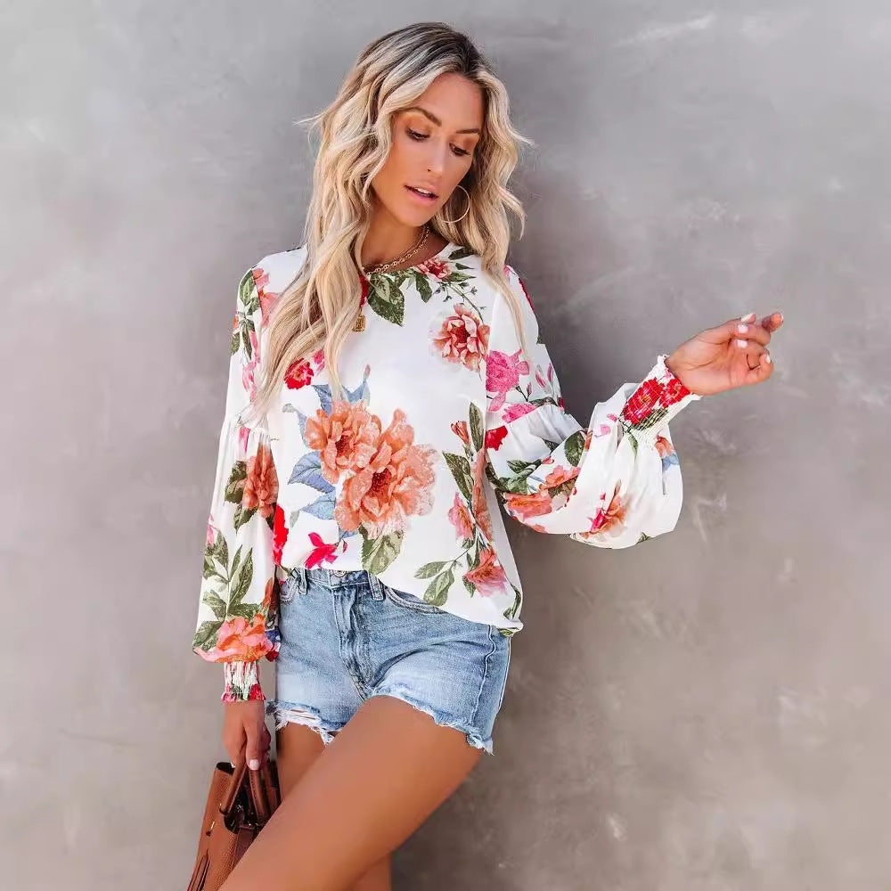 Malena® | Women'S Blouse With Voluminous Sleeves And Floral Pattern