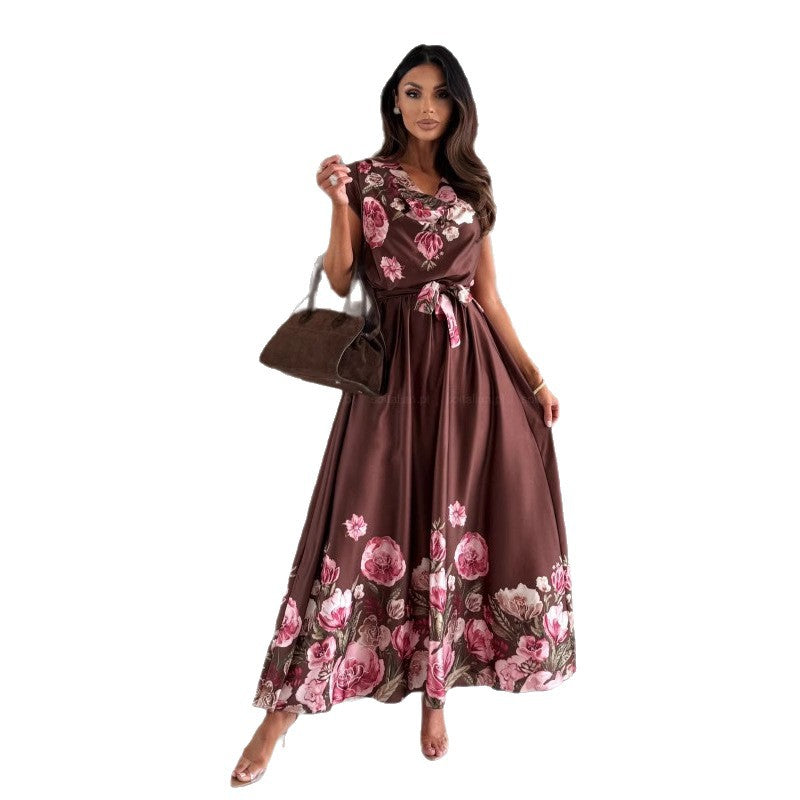 Noelia® | Women'S Floral Print Maxi Dress With Elegant High Slit