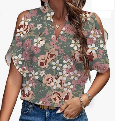Leire® | Women'S Blouse With Off-The-Shoulder Details And Floral Pattern
